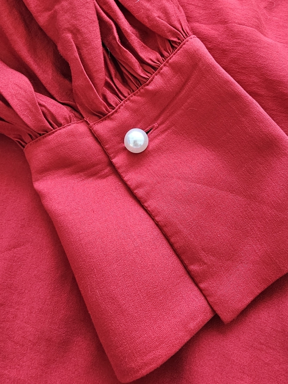 H&M Red Long-Sleeve Peasant Blouse Size L - Picture 3 of 7